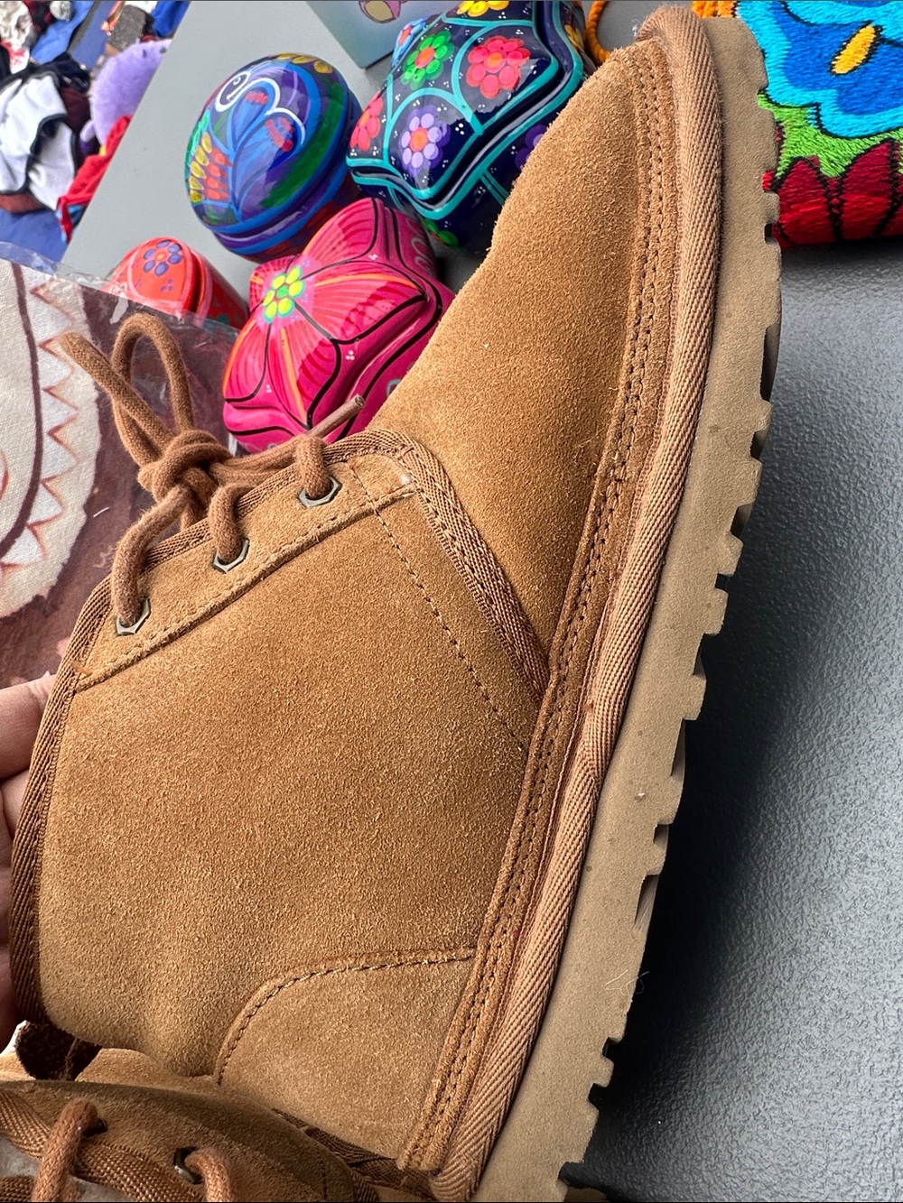 UGG Chestnut Brown Suede Lace-Up Shearling Boots - Picture 6 of 12
